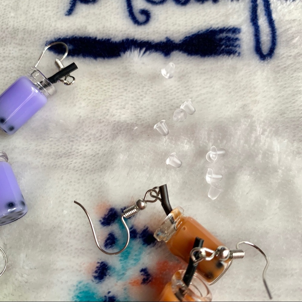 💜 Purple Bubble Tea Earrings 💜 - Picture 3 of 4